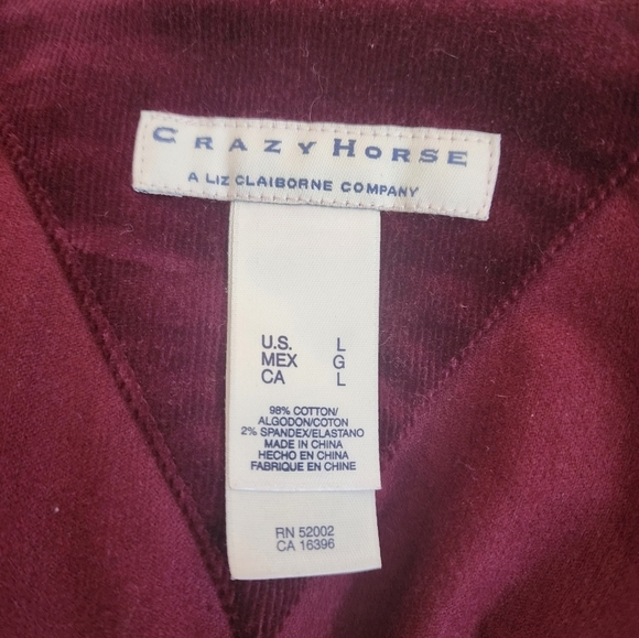 Crazy Horse Burgundy Corduroy Jacket Size L - Picture 3 of 5